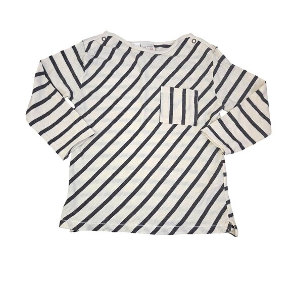 Zara Girl 2/3 Navy & White Striped Long Sleeve Top 4155 - Picture 1 of 7